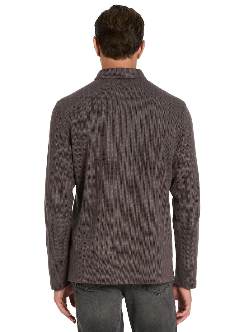 VAN HEUSEN LONG SLEEVE HERRINGBONE POLO