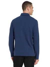 VAN HEUSEN LONG SLEEVE HERRINGBONE POLO