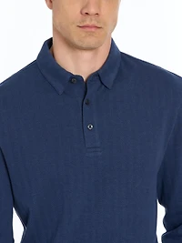 VAN HEUSEN LONG SLEEVE HERRINGBONE POLO