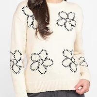 Devoted Women's Embroidered Crew Neck Sweater