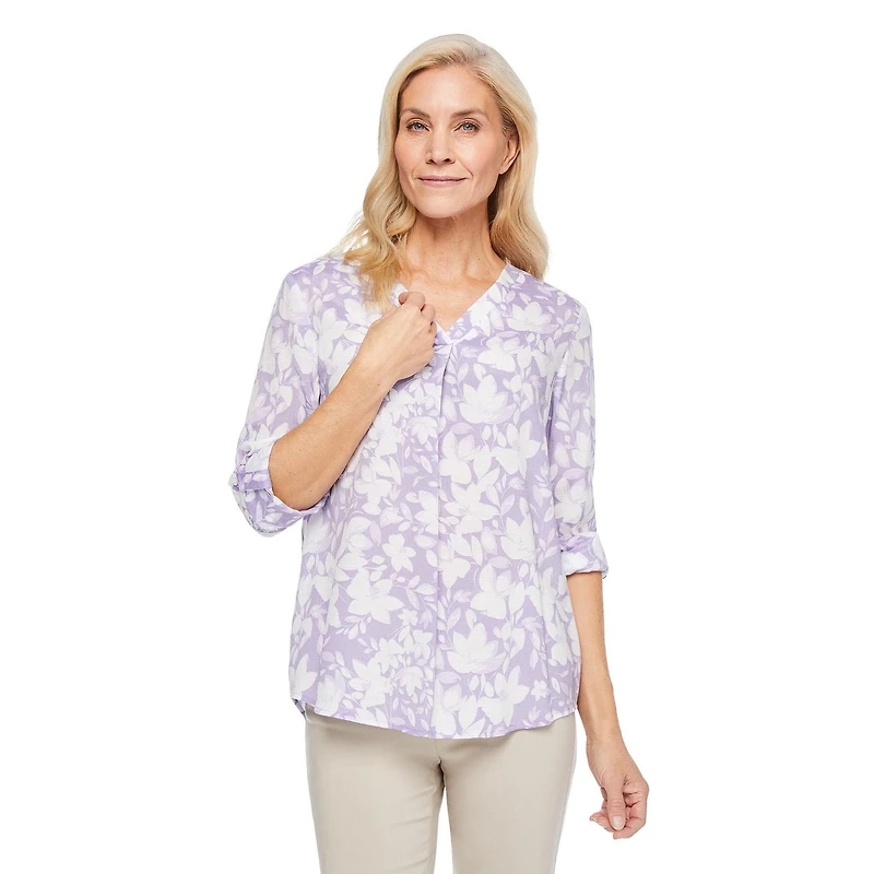 Iyla Women's Printed Roll-Cuff Top