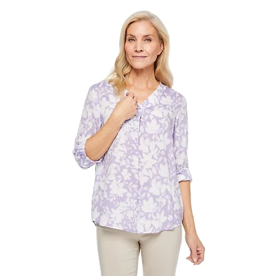 Iyla Women's Printed Roll-Cuff Top