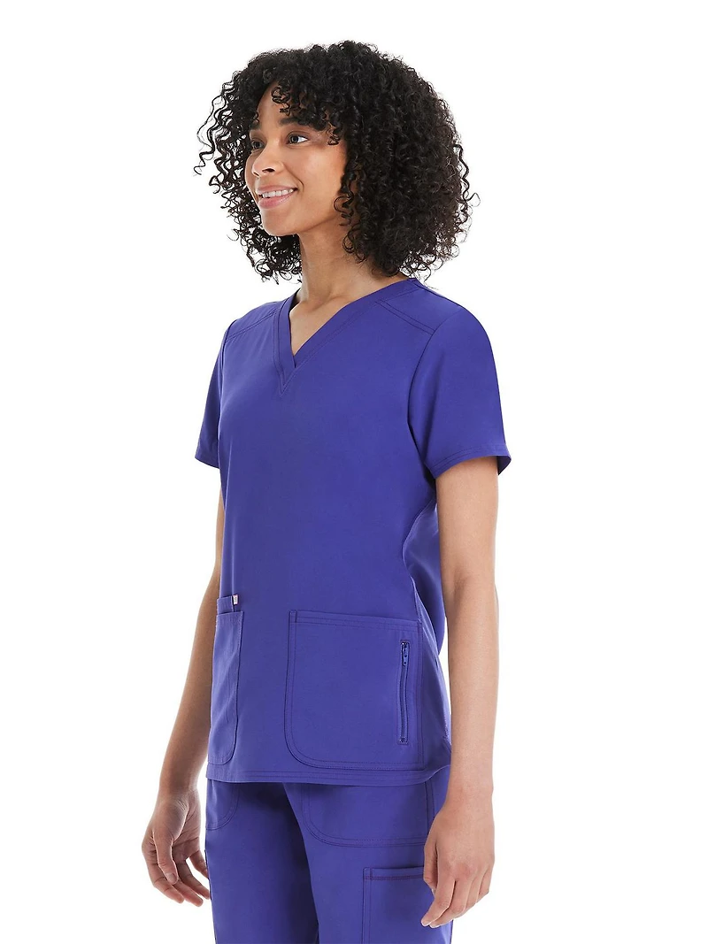 Haut d’uniforme médical sportif à encolure en V en tissu extensible Scrubstar pour femme WC662