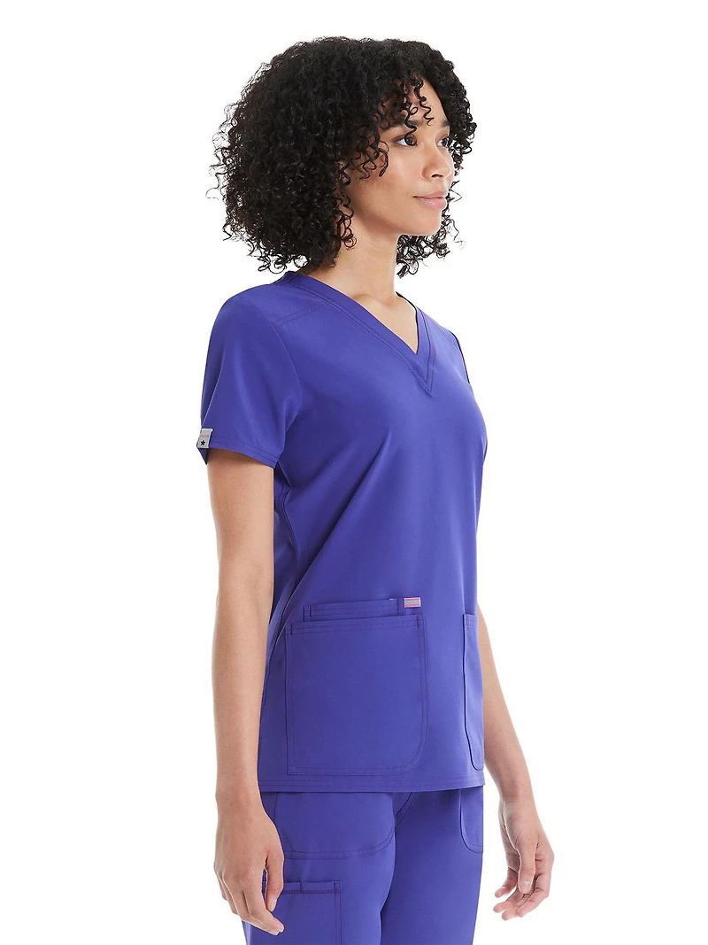Haut d’uniforme médical sportif à encolure en V en tissu extensible Scrubstar pour femme WC662