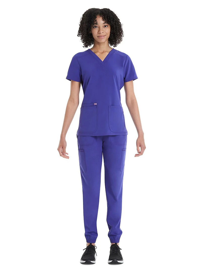 Haut d’uniforme médical sportif à encolure en V en tissu extensible Scrubstar pour femme WC662