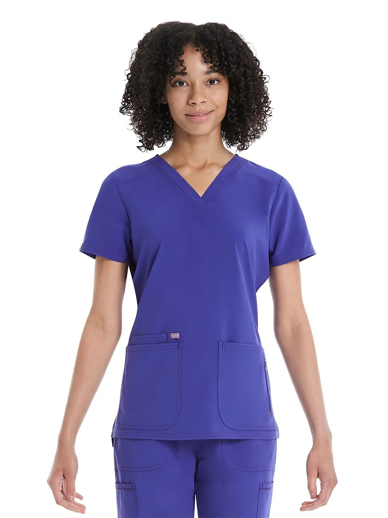 Haut d’uniforme médical sportif à encolure en V en tissu extensible Scrubstar pour femme WC662