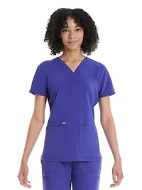 Haut d’uniforme médical sportif à encolure en V en tissu extensible Scrubstar pour femme WC662