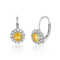 Unicornj Children's Tweens Sterling Silver 925 Light Orange CZ November Birth Month Leverback Earrings 4mm