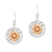 Unicornj Children's Tweens Sterling Silver 925 Light Orange CZ November Birth Month Leverback Earrings 4mm