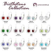 Unicornj Children's Tweens Sterling Silver 925 Dark Blue CZ Halo September Birth Month Leverback Earrings 4mm