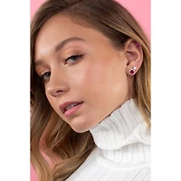 Massete Sterling Silver Small Flower Stud Earrings Simulated Diamonds for Girls 6mm