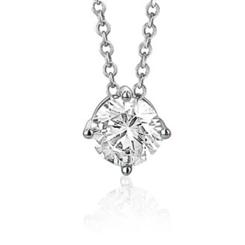 Massete Sterling Silver Floating Solitaire Necklace Pendant for Girls Simulated Diamond Birthstone April