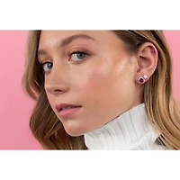 Massete Sterling Silver Small Flower Stud Earrings Simulated Diamonds for Girls 6mm