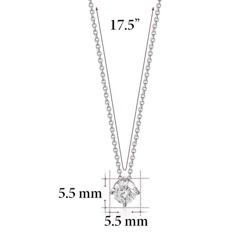 Massete Pendentif Collier Solitaire Flottant en Argent Sterling pour Filles Pierre de Naissance Diamant Simulé Avril