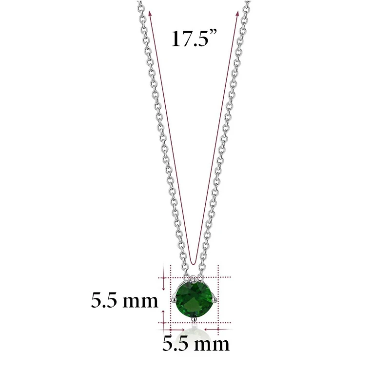 Massete Sterling Silver Floating Solitaire Necklace Pendant for Girls Simulated Birthstone May