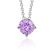 Massete Pendentif collier solitaire flottant en argent sterling pour fille pierre de naissance simulée février
