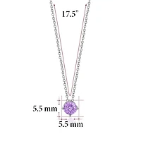Massete Pendentif collier solitaire flottant en argent sterling pour fille pierre de naissance simulée février