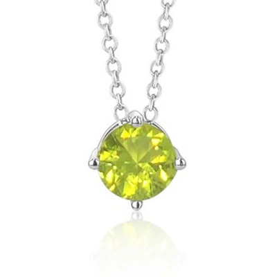 Massete Sterling Silver Floating Solitaire Necklace Pendant for Girls Simulated Birthstone August