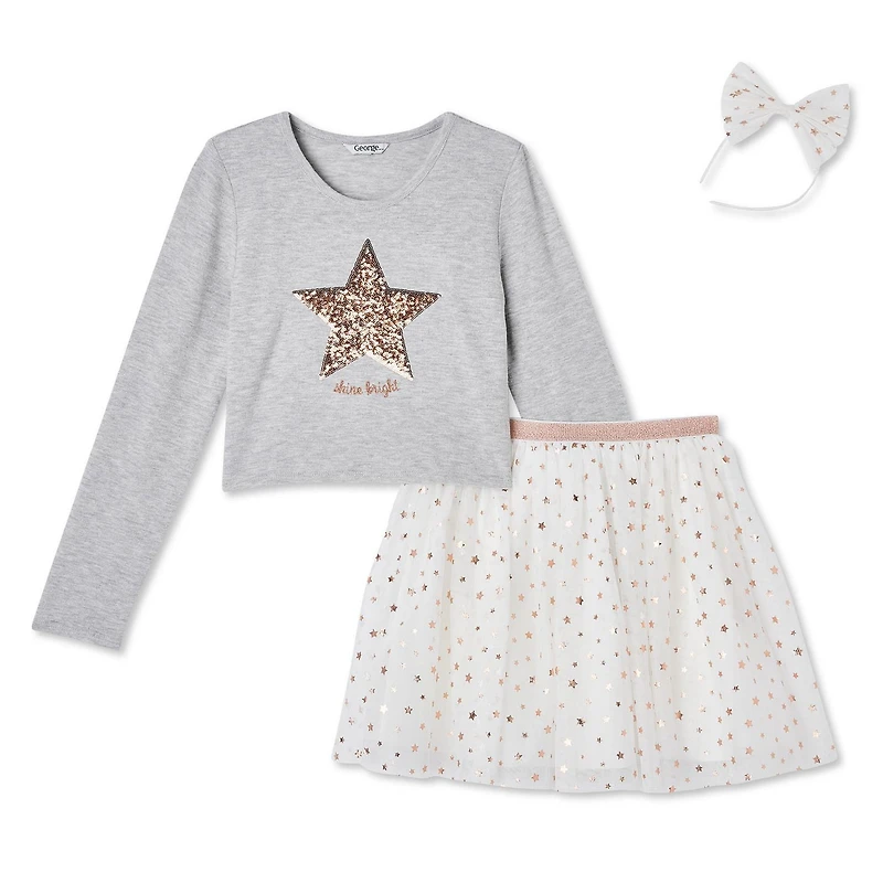 George Girls' Hacci Top and Tutu 3-Piece Set