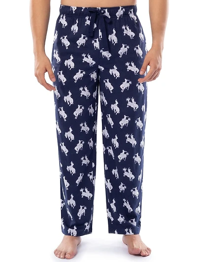 Wrangler Men's Printed Jersey Knit Sleep and Lounge Pajama Pant, Navy