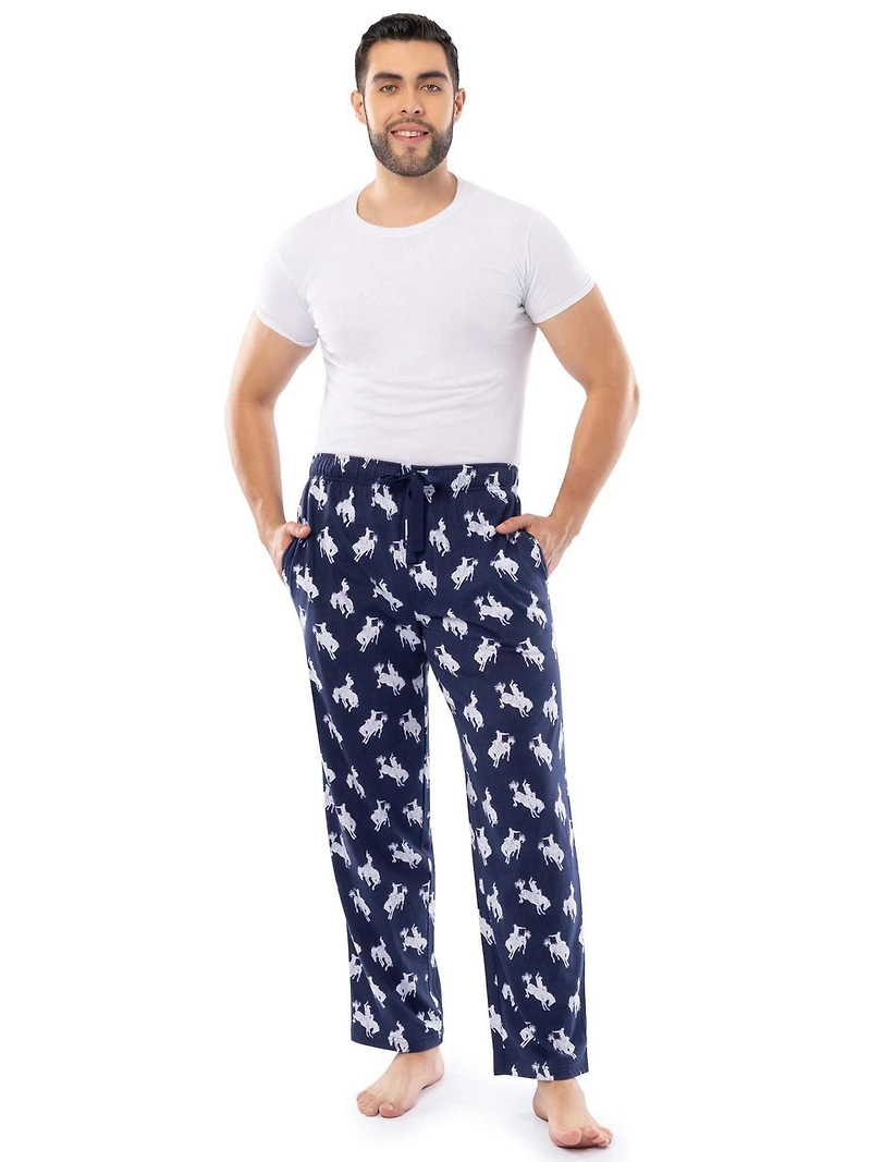 Wrangler Men's Printed Jersey Knit Sleep and Lounge Pajama Pant, Navy