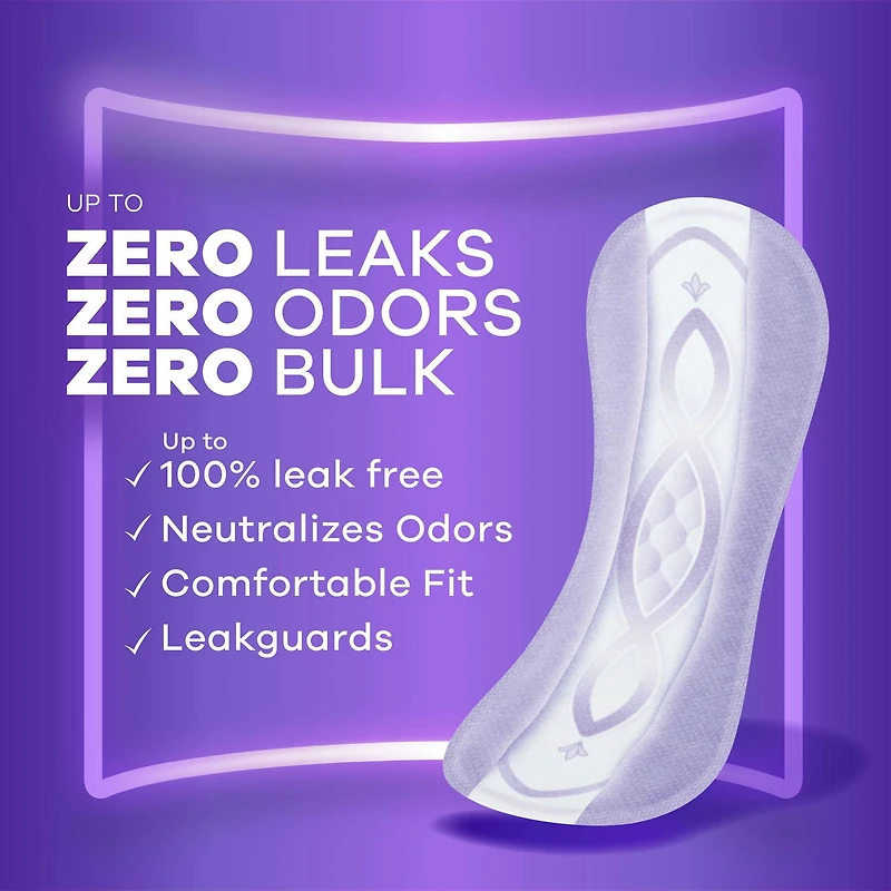Always Discreet Incontinence Panty Liners for Bladder Leaks, Size 2, Very Light Absorbency, Long Length