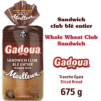 Gadoua Moelleux Thick Slice Whole Wheat Bread, 675 g