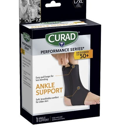 CURAD Performance Series Ankle Support with Finger Loops, Large/XL