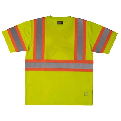 TOUGH DUCK SHORT SLEEVE SAFETY T-SHIRT WITH 2" REFLECTIVE TAPE ON A 4" CONTRAST BACKING