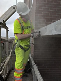 TOUGH DUCK SHORT SLEEVE SAFETY T-SHIRT WITH 2" REFLECTIVE TAPE ON A 4" CONTRAST BACKING