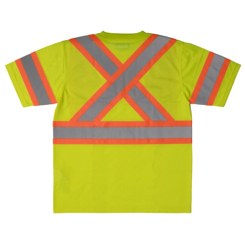 TOUGH DUCK SHORT SLEEVE SAFETY T-SHIRT WITH 2" REFLECTIVE TAPE ON A 4" CONTRAST BACKING