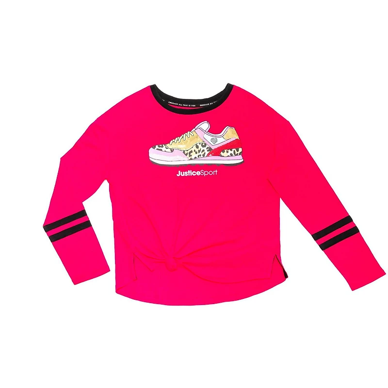 Justice Girls Sport Sneaker Haut tendance à nouer sur le devant