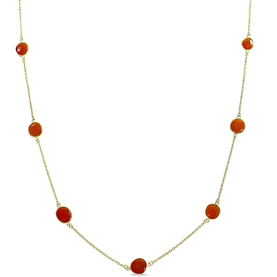 Tangelo 42 Carat T.G.W. Carnelian Goldtone Station Necklace, 36"