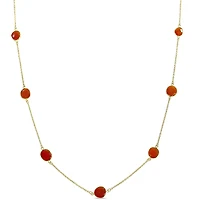Tangelo 42 Carat T.G.W. Carnelian Goldtone Station Necklace, 36"