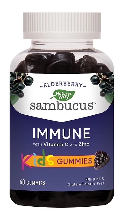 Sambucus Soins antirhume et antigrippe Gélifiés pour enfants, 60 gélifiés Soins antirhume et antigrippe