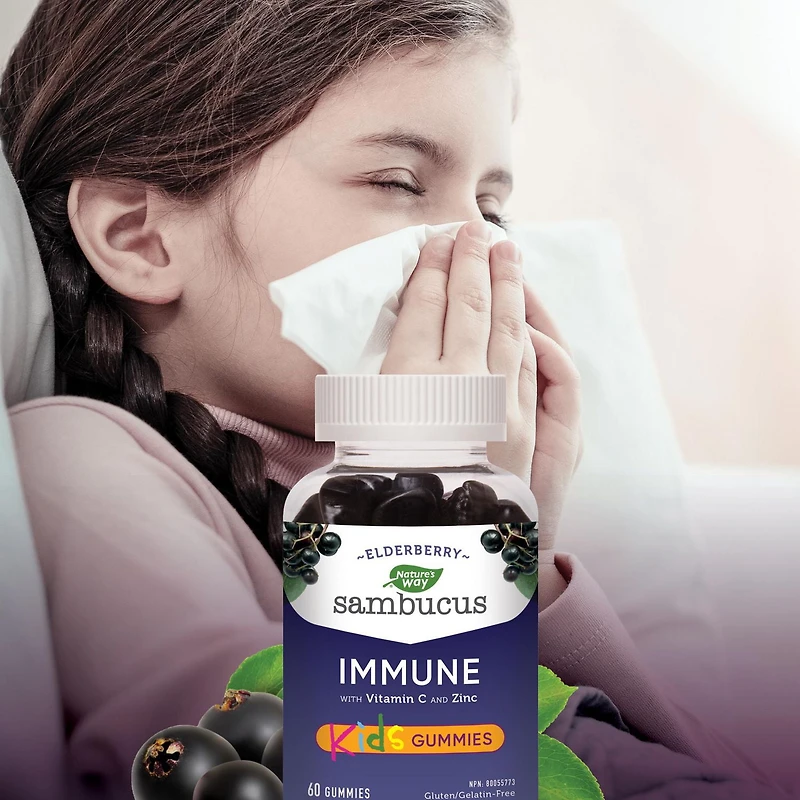 Sambucus Soins antirhume et antigrippe Gélifiés pour enfants, 60 gélifiés Soins antirhume et antigrippe