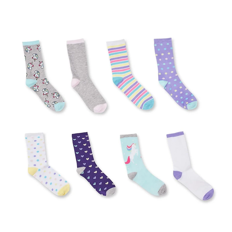 Lot de 8 paires de mi-chaussettes George pour filles Pointures 11-2; 3-6