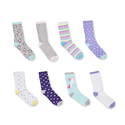 Lot de 8 paires de mi-chaussettes George pour filles Pointures 11-2; 3-6