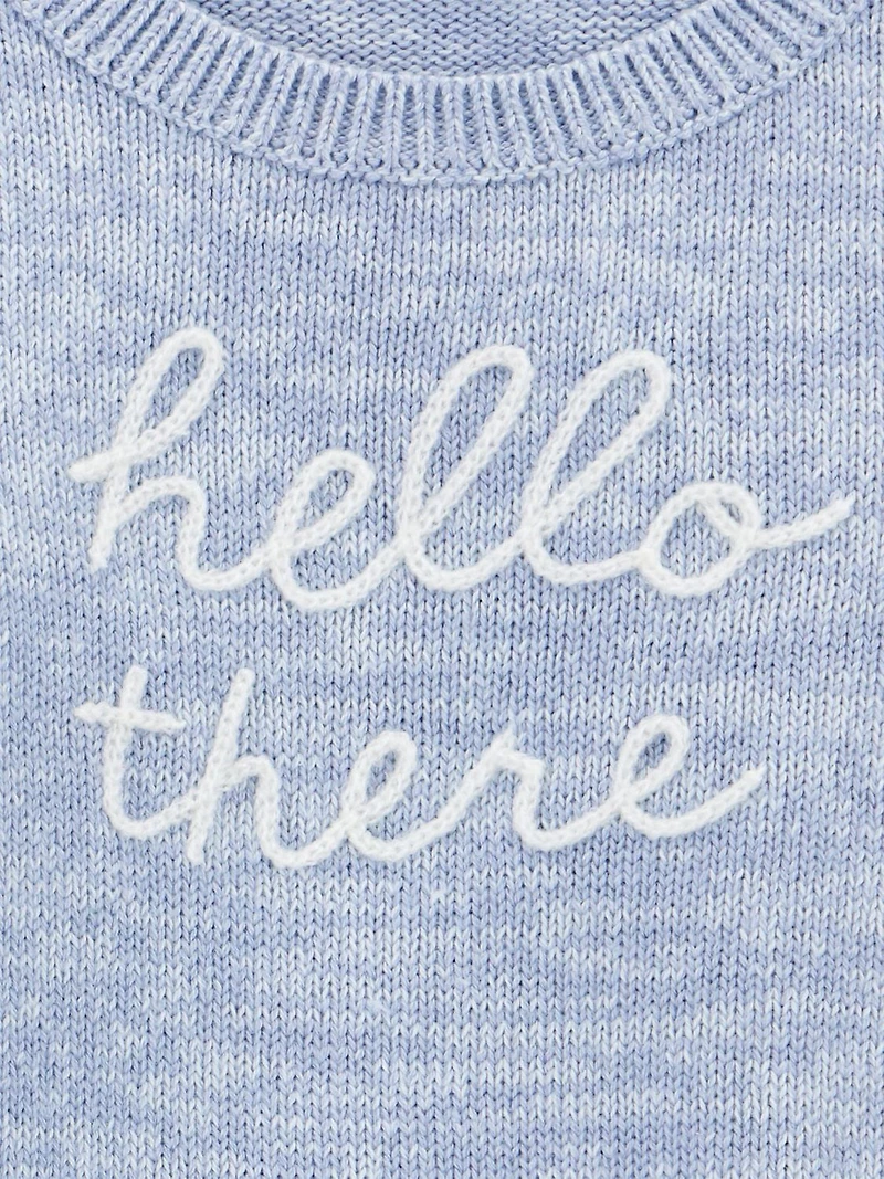 Carter's Child of Mine IB 2PC Sweater Set- Blue Hello There