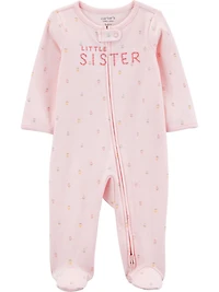 Carter's Child of Mine Baby Girls' 2-Way Zip Cotton Sleeper