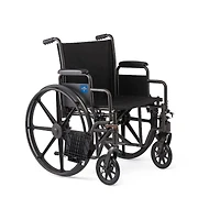 Medline 18" Wide K1 Basic Nylon Wheelchair with Swing-Back Desk-Length Arms and Swing-Away Leg Rests.