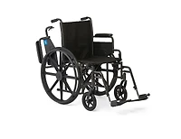 Medline 18" Wide K1 Basic Nylon Wheelchair with Swing-Back Desk-Length Arms and Swing-Away Leg Rests.