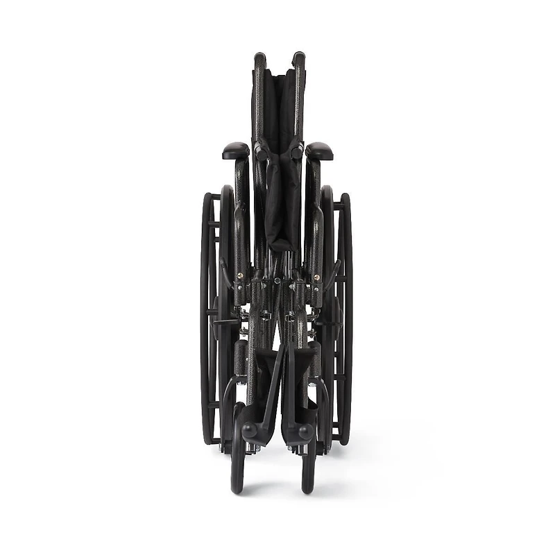 Medline 18" Wide K1 Basic Nylon Wheelchair with Swing-Back Desk-Length Arms and Swing-Away Leg Rests.