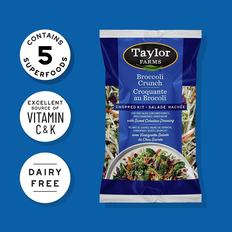 Kit de salade hachée au brocoli croquant Taylor Farms 360 g