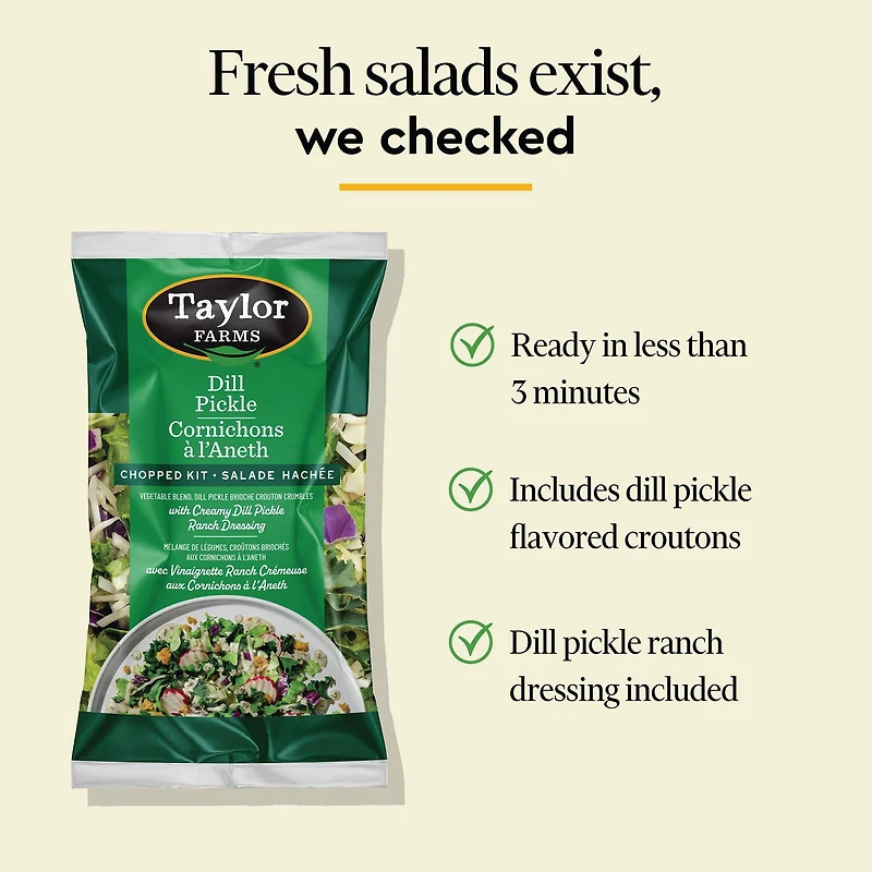 Taylor Farms Dill Pickle Chopped Salad Kit, 333 g