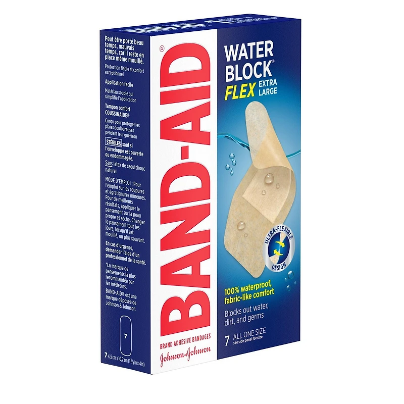 Band-Aid Brand Water Block Flex Adhesive Bandage - Self Adhesive Wound Care Skin Dressing - Extra Large, 7 Count, 7 each