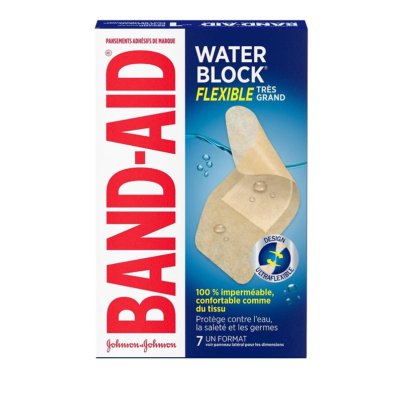 Band-Aid Brand Water Block Flex Adhesive Bandage - Self Adhesive Wound Care Skin Dressing - Extra Large, 7 Count, 7 each