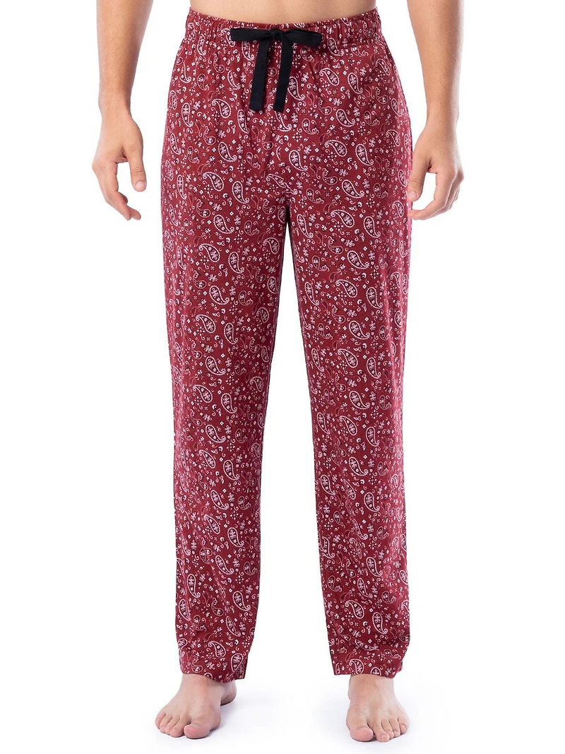 Wrangler Men's Printed Jersey Knit Sleep and Lounge Pajama Pant, Red