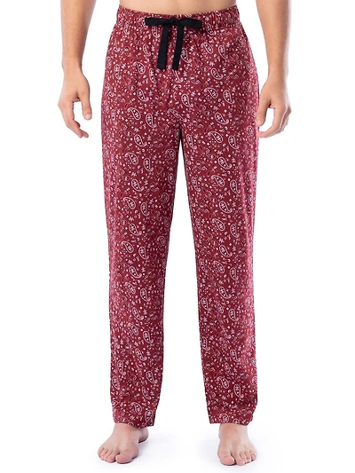 Wrangler Men's Printed Jersey Knit Sleep and Lounge Pajama Pant, Red
