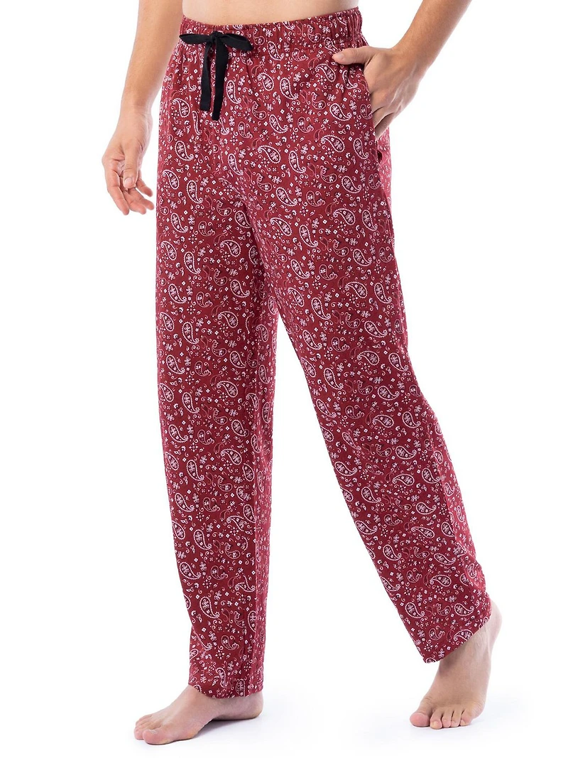 Wrangler Men's Printed Jersey Knit Sleep and Lounge Pajama Pant, Red